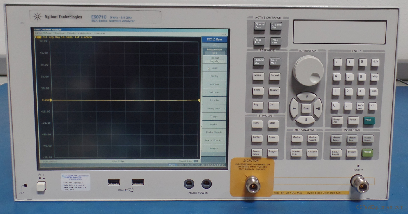 HP / Keysight / Agilent E5071C Network Analyzers - front view