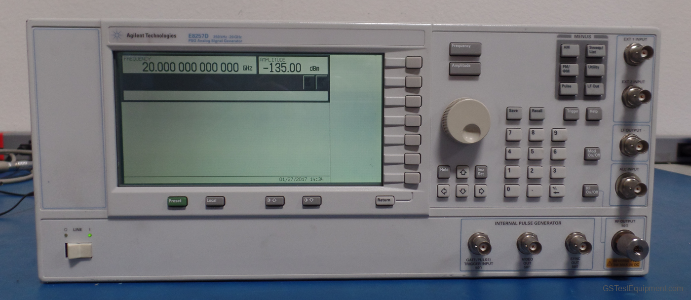 HP / Keysight / Agilent E8257D-520-1E1-1EA-1ED-UNX Signal Generators - front view