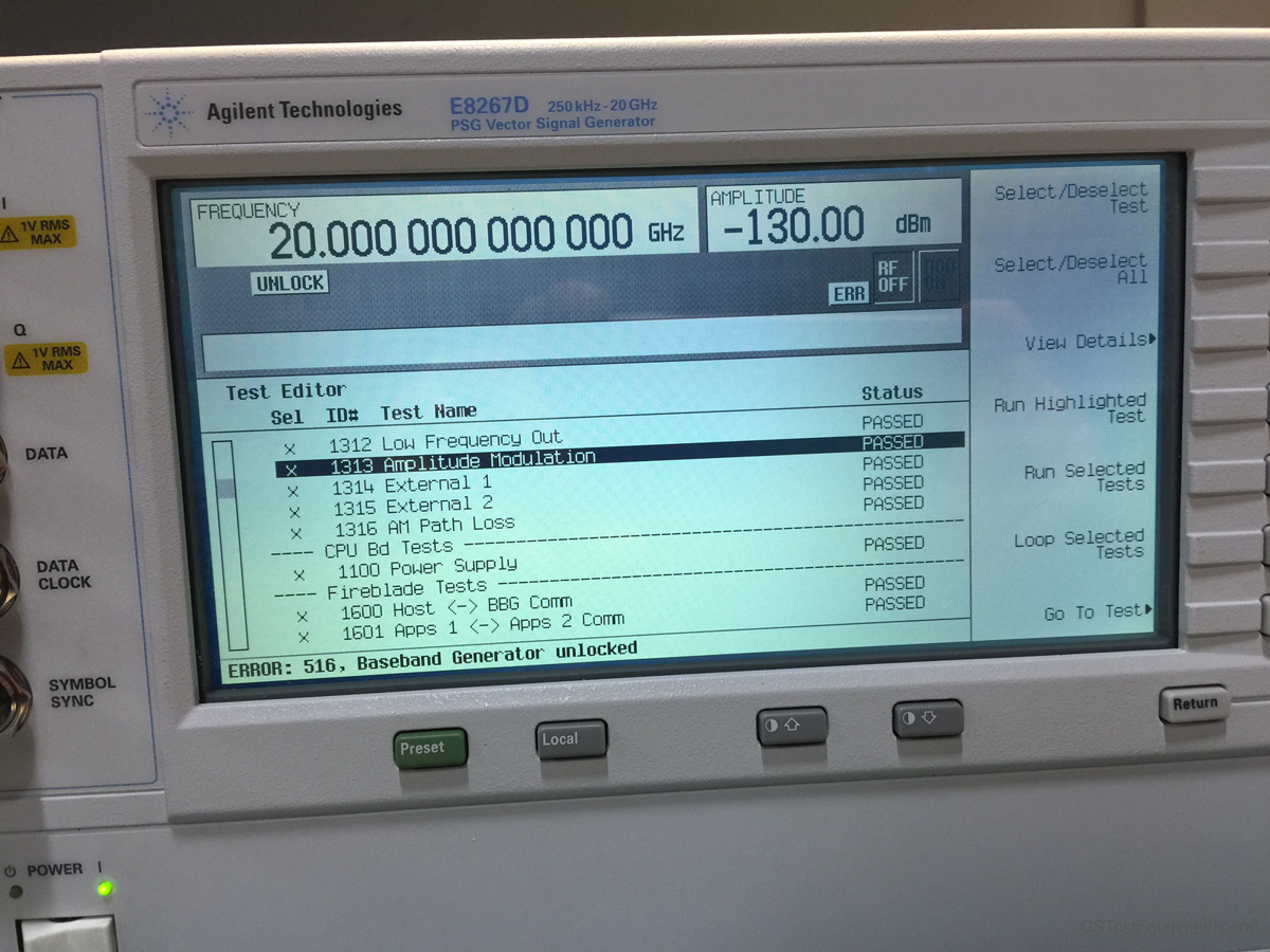HP / Keysight / Agilent E8247C-1E1-1EA-520 Signal Generators - front view