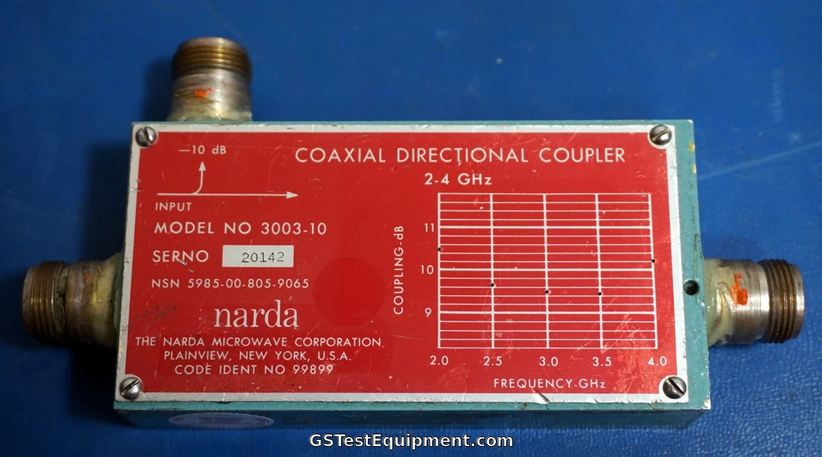 Narda 3003-10 Type N Coaxial Directional Coupler, 2.0 - 4.0 GHz 10dB
